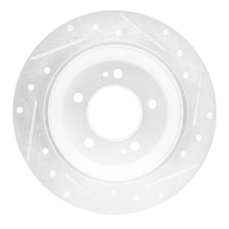 Hyundai Kona Brake Rotor (1) - Rear Left - R1 Concepts - Drilled & Slotted - Silver - `14-`23